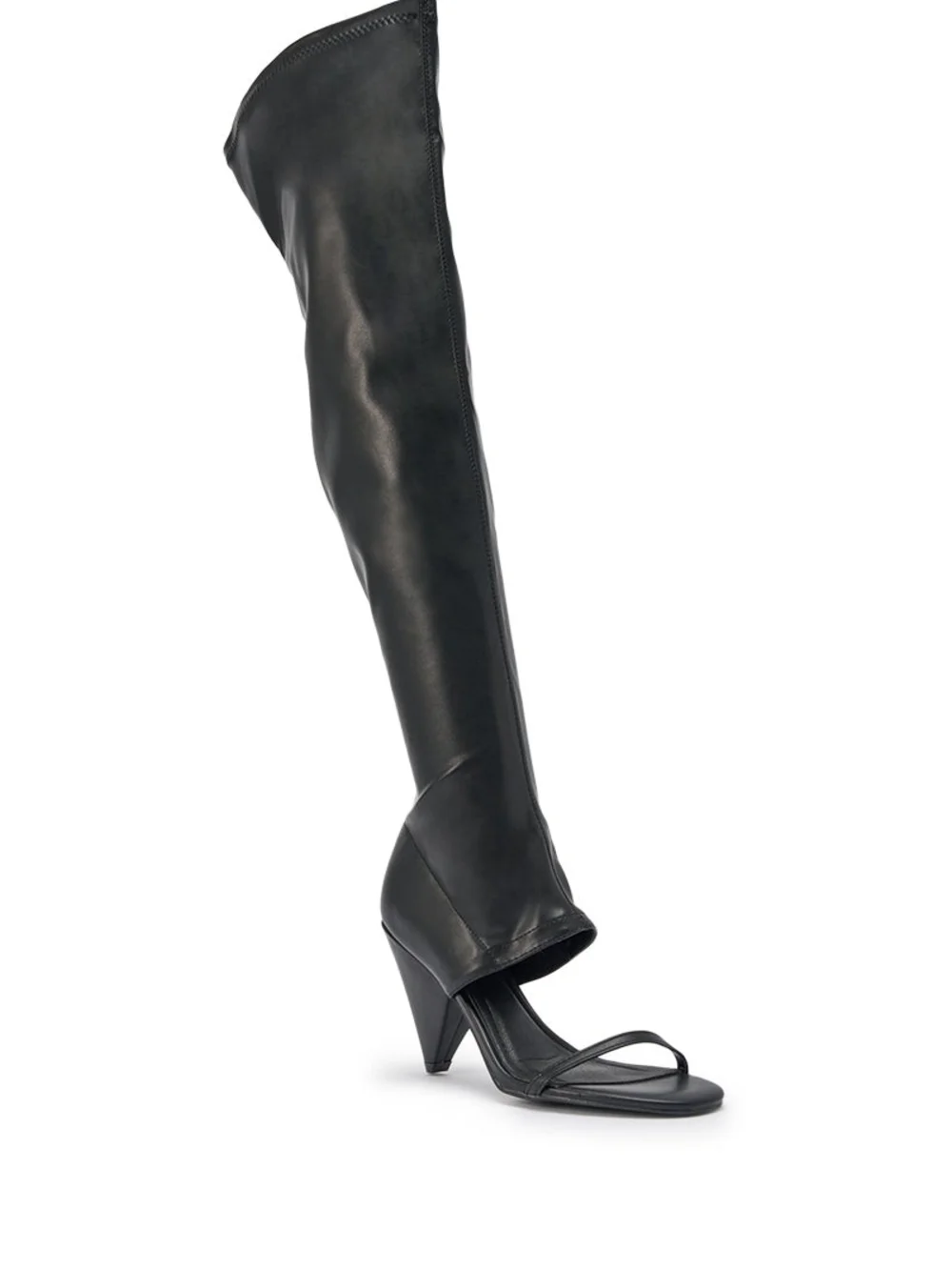 Over-the-Knee Black Stiletto Boots with Side Zip